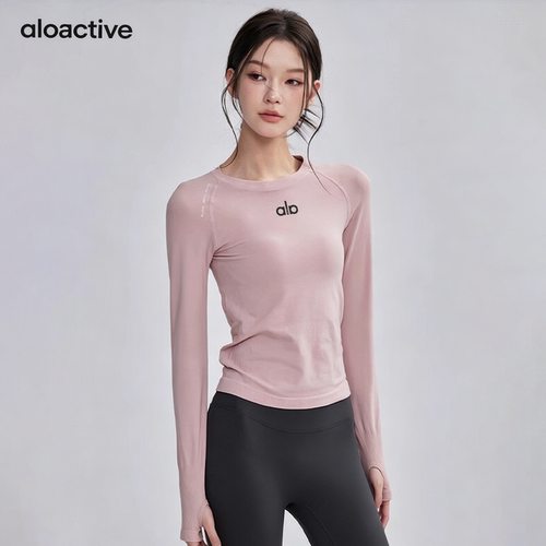 aloactive瑜伽T恤女高弹透气长袖