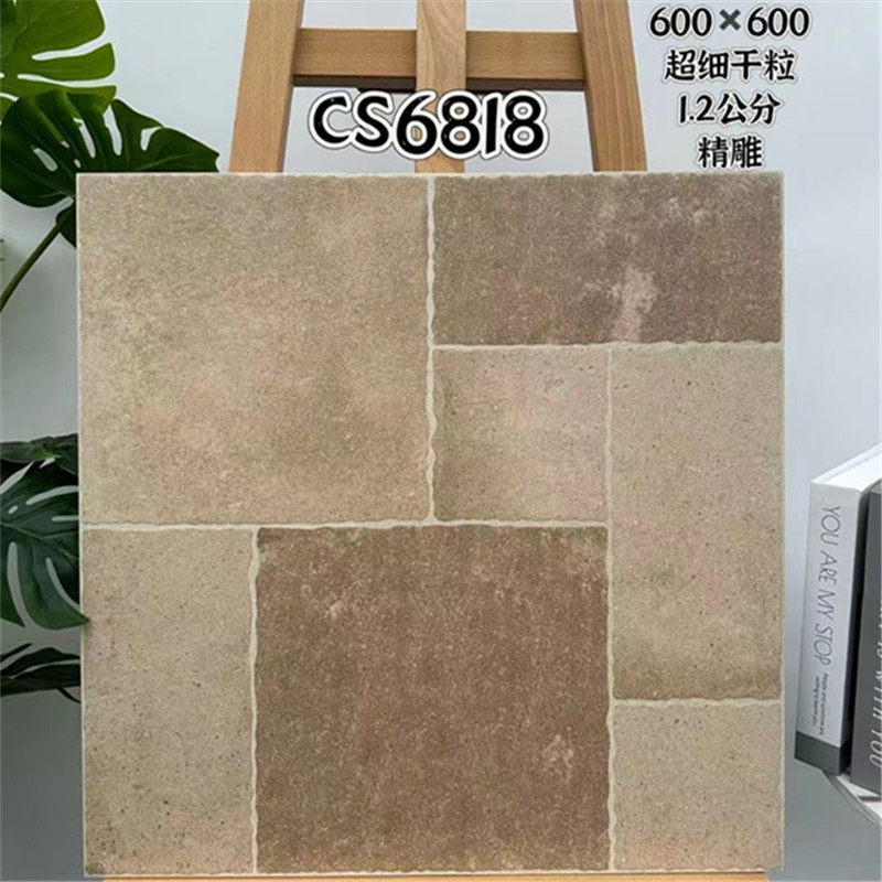 1.2厚庭院砖600x600拼花地铺石仿古砖别墅砖莱姆石加厚防滑地板砖