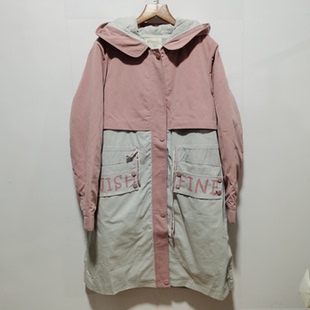 艺去标中长款棉衣棉服女士秋冬新款加厚风衣款休闲收腰棉袄4F06