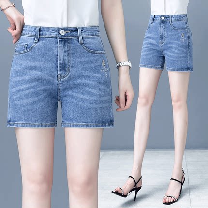 高腰中年妈妈牛仔短裤女2026夏季新款薄款弹力显瘦修身直筒三分裤
