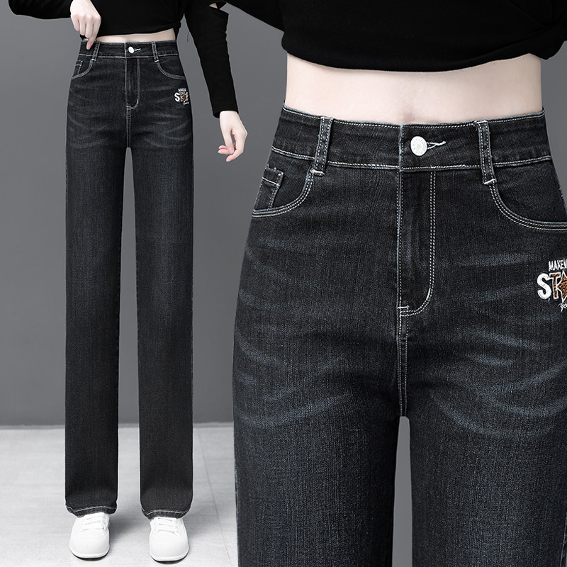 2026春季中年妈妈百搭直筒牛仔裤女新款高腰弹力显瘦窄版直筒裤