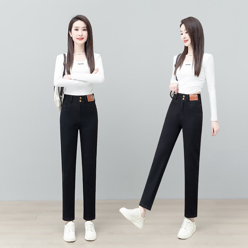 秋冬季牛仔裤女2025新款高腰显瘦弹力宽松中年妈妈修身窄版直筒裤