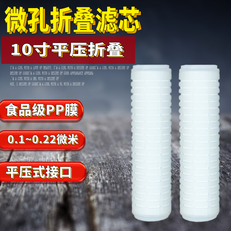 10寸滤芯PP折叠微孔0.1微米0.22