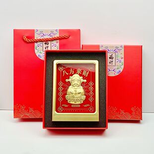 八方来财财神摆件招财进宝马上有钱足金摆件生肖马金摆件带包装盒