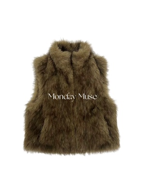 自有工厂/还原版可比对/詹詹同款短款环保皮草马甲女保暖毛毛外套