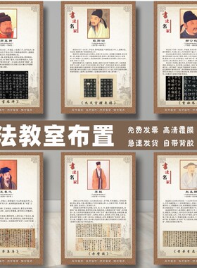 书法家简介挂图书法教室装饰画