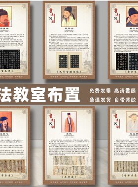 书法家简介挂图书法教室装饰画