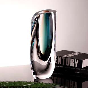 现代轻奢花瓶摆件高级感加厚水晶玻璃客厅家用干花绿植鲜花插花瓶