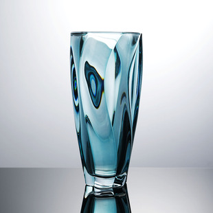 轻奢蓝色水晶玻璃玫瑰花瓶简约客厅玄关创意插花摆件家居软装饰品