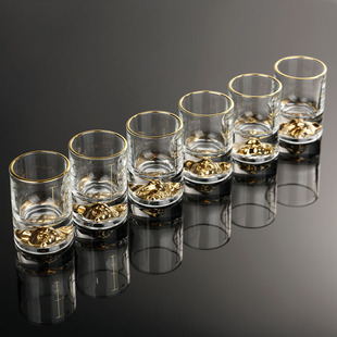 中式金山二两白酒杯饭店家用带刻度一口一两小酒杯酒盅套装