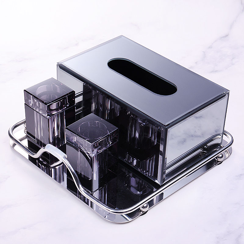 高颜值抽纸盒带牙签棉签筒组合