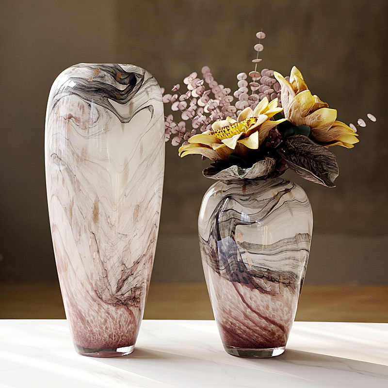 新中式水墨纹琉璃插花瓶现代轻奢家用客厅玄关大花瓶花器摆件,家居饰品,花瓶,淘宝优惠券,粉丝福利购,淘宝优惠卷