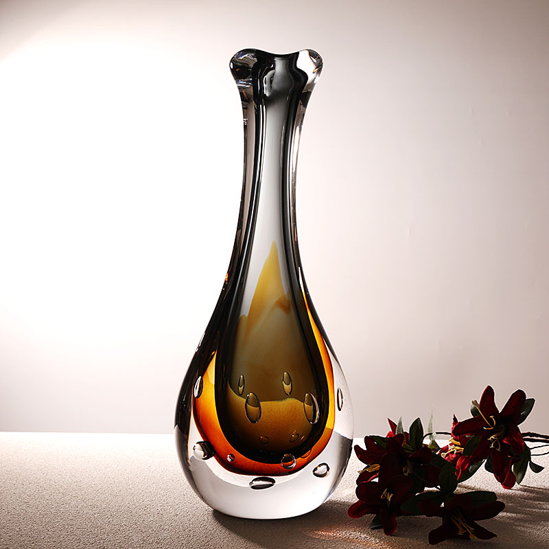 北欧轻奢艺术水晶玻璃花瓶家居客厅玄关书房创意插花摆件细颈花瓶