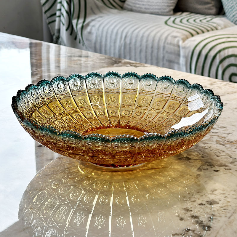 新款创意水晶玻璃水果盘客厅高颜值果盘大号放茶几果盆轻奢家用