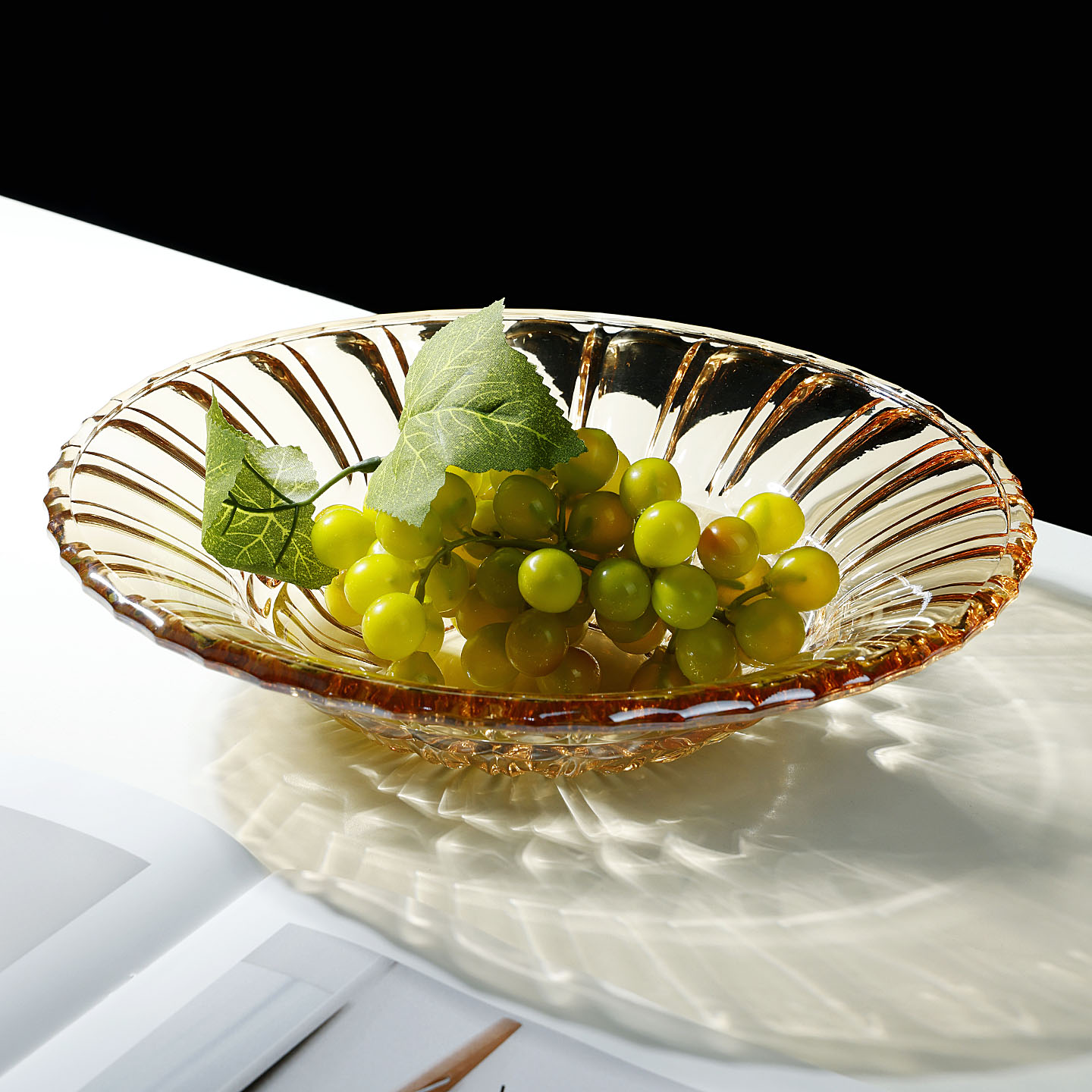 轻奢创意玻璃水果盘客厅茶几糖果干果摆放盘家用零食收纳大号果盆