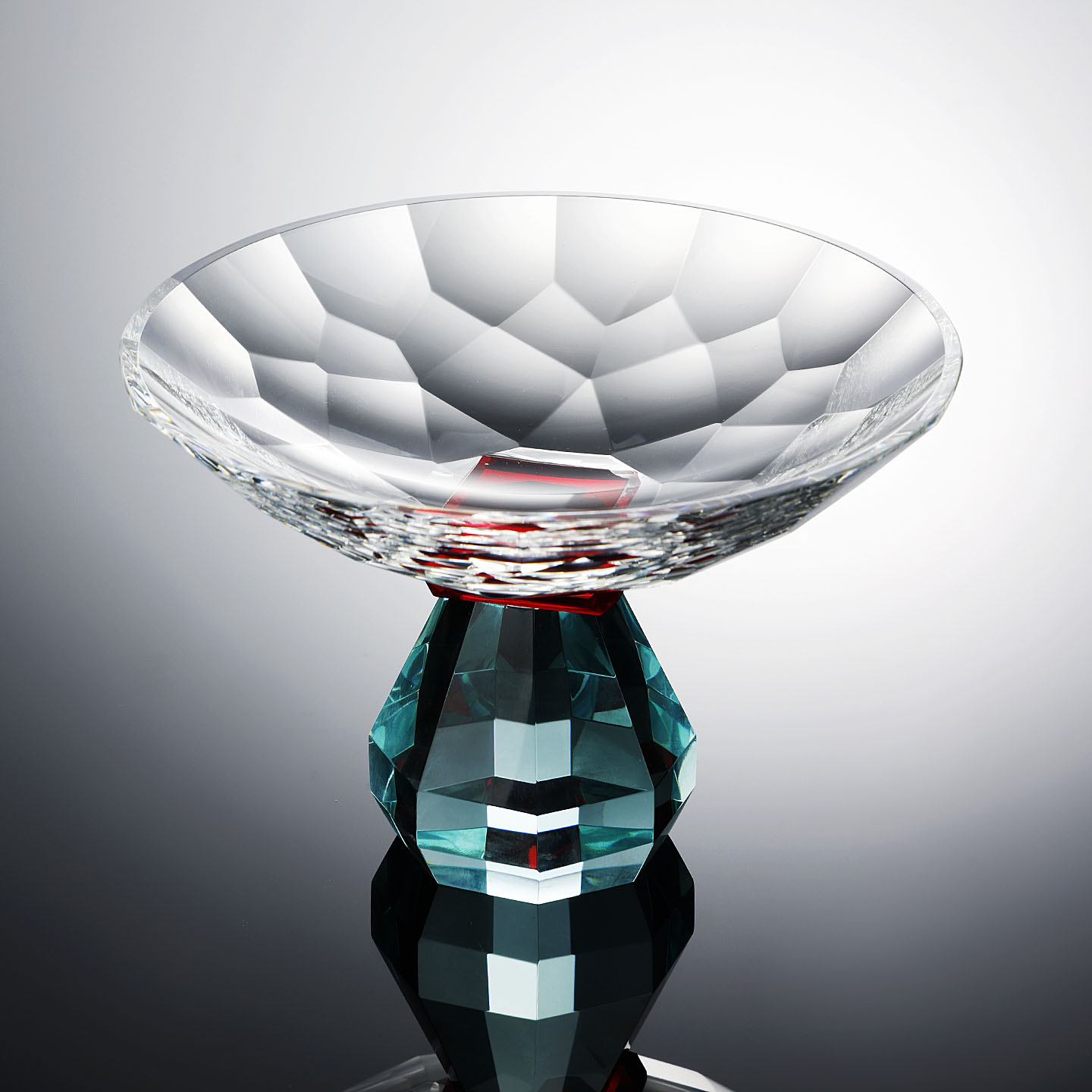 创意蓝钻水晶玻璃糖果盘高脚果碗小号轻奢家用招待零食点心摆放盘