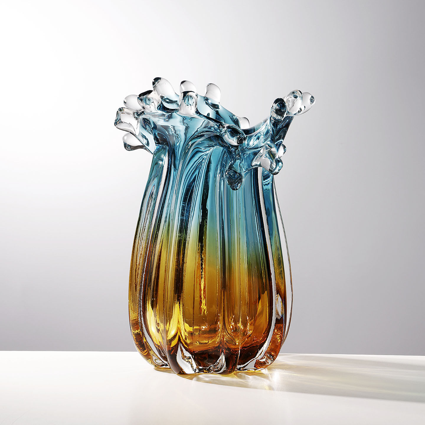 创意水蓝色渐变琉璃花瓶轻奢客厅玄关装饰品水培鲜花家居插花摆件,家居饰品,花瓶,淘宝优惠券,粉丝福利购,淘宝优惠卷