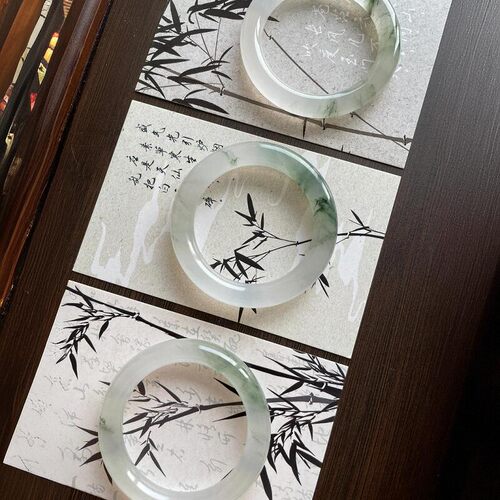 高真琉璃不知春天山翠新疆手镯玉石和田透明土耳其缅甸圆款美冰种