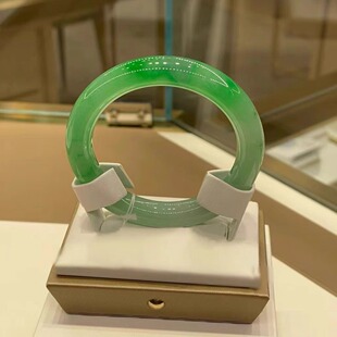 冰糯阳绿飘花缅甸仿真手镯玻璃种高冰女款手镯旺夫镯手镯拍照儿童