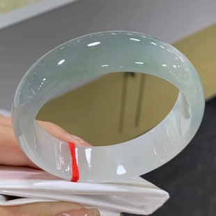 【断清】缅甸纯天然翡翠A货手镯冰种浅绿色冰透玉镯子高档送礼