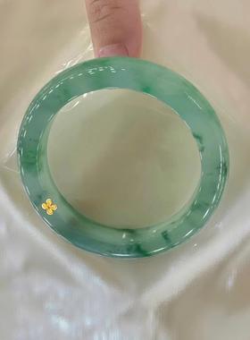 圆条冰种翡翠飘花非玉手镯天然玻璃种冰晴翡翠玉镯子女款生日礼物