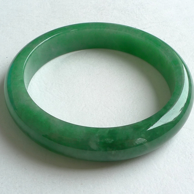 天然A货翡翠冰糯种满绿玉手镯缅甸老坑珠宝平安镯女款玉镯子道具
