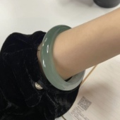 缅甸油青色翡翠玉手镯少女款 冰种飘花手镯正圈贵妃玉石玉镯子年轻