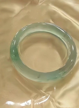 飘花翡翠手镯冰种缅甸a货玉石正圈圆条贵妃镯女款冰透细腻玉镯子