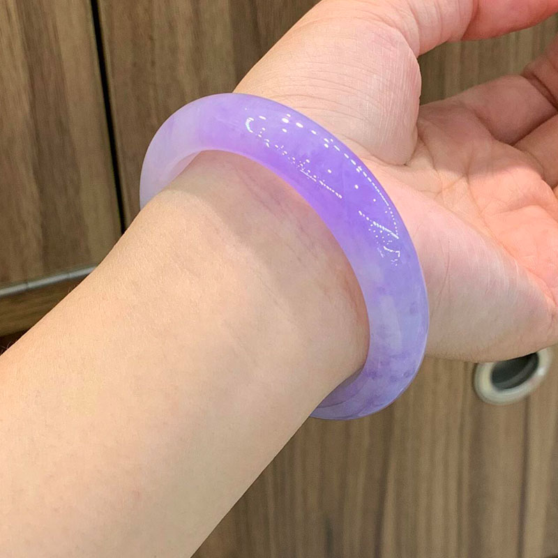 天然冰种翡翠缅甸A手镯子女款紫罗兰道具拍照儿童琉璃手镯子送礼
