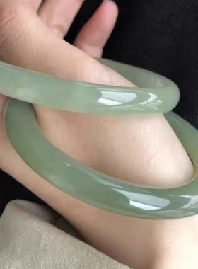 叮当手镯水墨青山新款古风玻璃手镯闺蜜粗款圆条贵妃镯送女友
