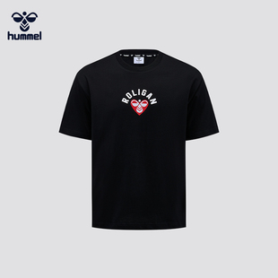 HUMMEL官方2025新款夏季印花爱心蜂头圆领短袖t恤男女款潮牌宽松