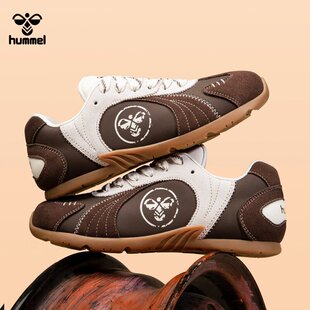 hummel拼色赛车鞋男女休闲运动鞋系带薄底阿甘鞋时尚休闲鞋德训鞋