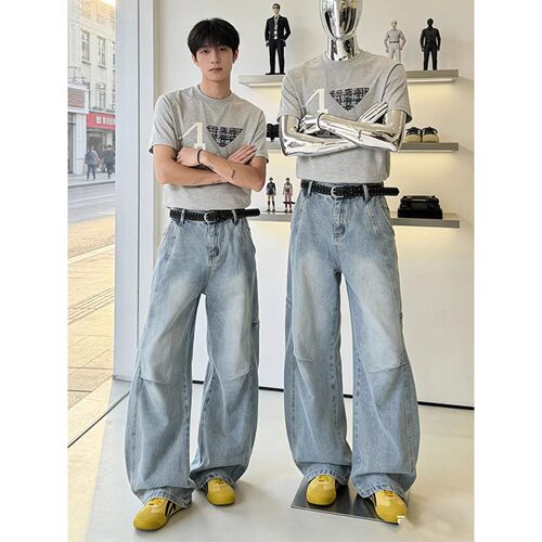 浅蓝色LeanFit弯刀牛仔裤男款