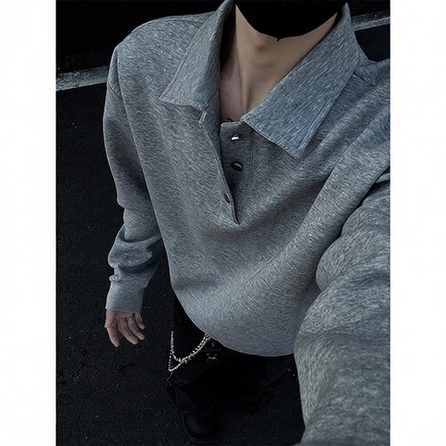 leanfit亨利领美式复古男长袖