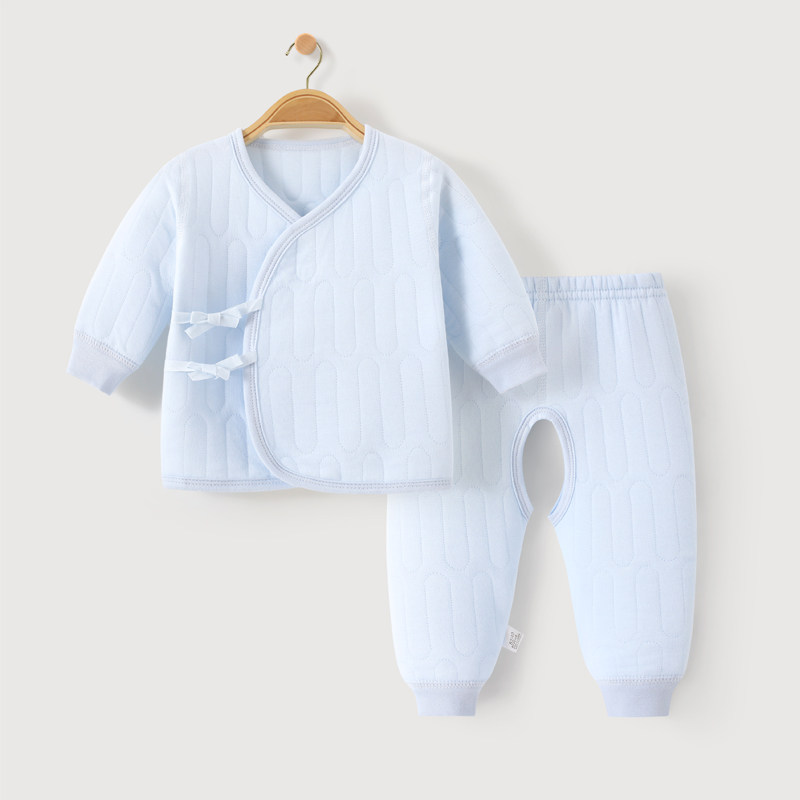 秋冬婴儿衣服新生儿分体套装夹棉初生儿宝宝内衣保暖秋衣秋裤