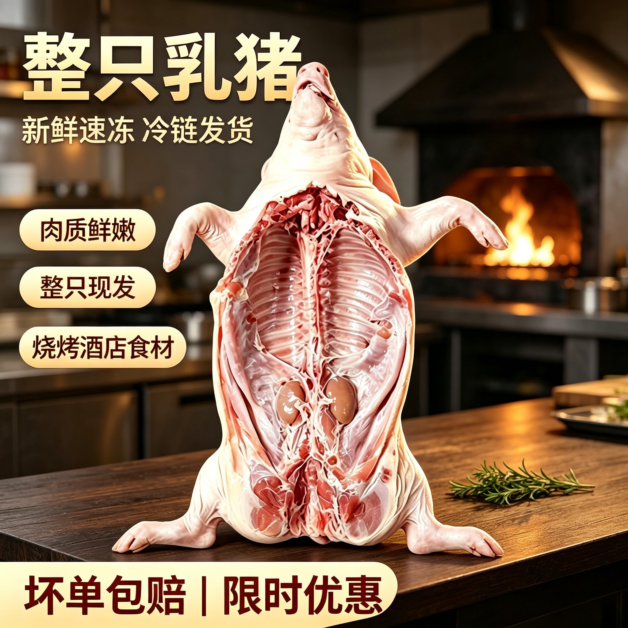 现杀整只酒店品质新鲜乳猪-18度