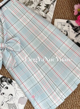 铃芽学院 【悸夏】原创jk刺绣半身裙学院风小个子高腰格裙百褶裙