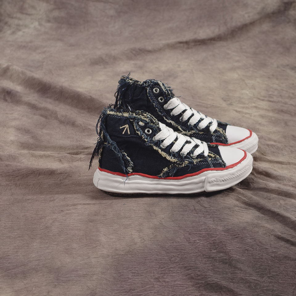 2021新款mihara三原康裕mmy水洗牛仔破坏单宁牛仔布高帮帆布鞋