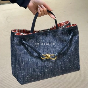 Andiamo丹尼牛仔复古编织手提单肩斜挎女包百搭随心松弛时髦手袋