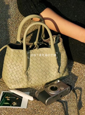 2025早春新款Pinacoteca小号双面使用真皮编织手提单肩斜挎女小包