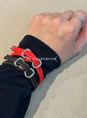 时尚简约百搭真皮小羊皮编织手链男女同款手环手饰本命年手绳手链