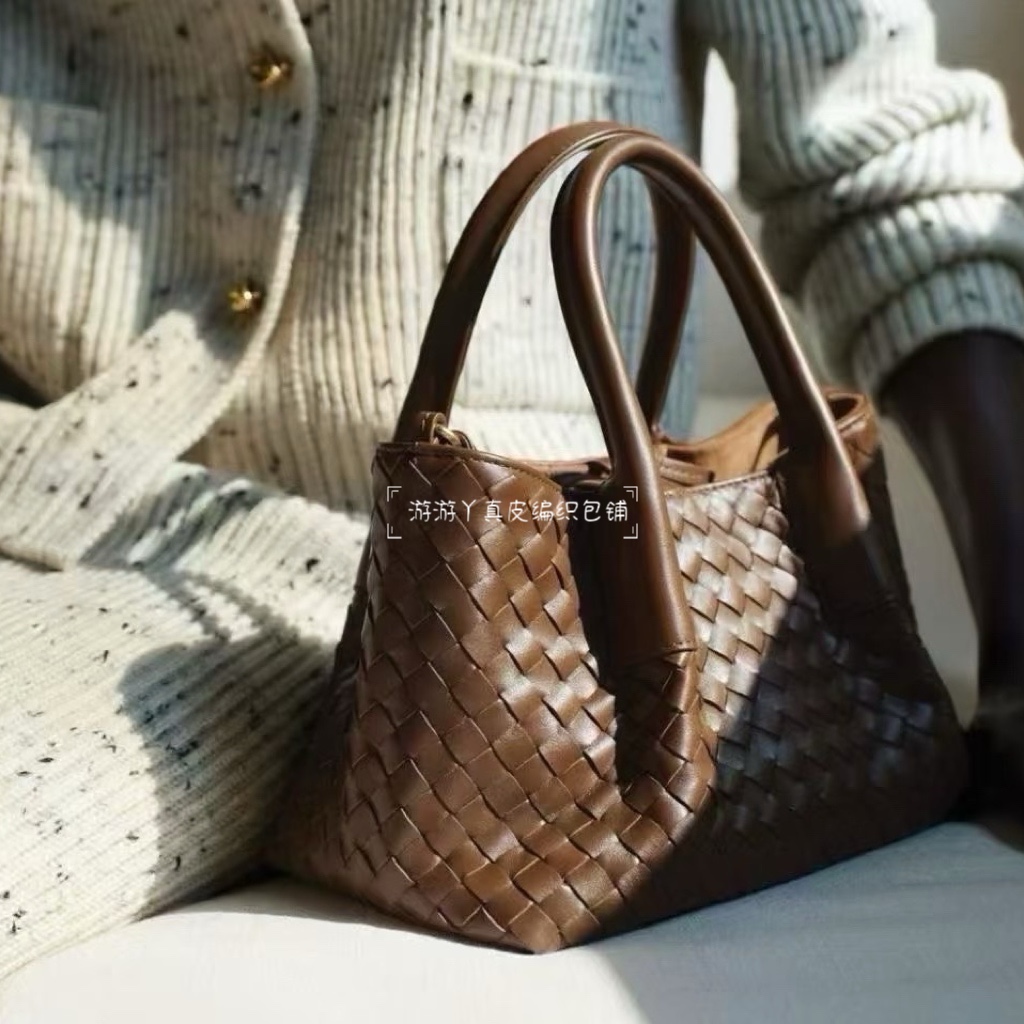 秋冬新色Pinacoteca双面真皮编织女包低调优雅手提单肩斜挎女小包