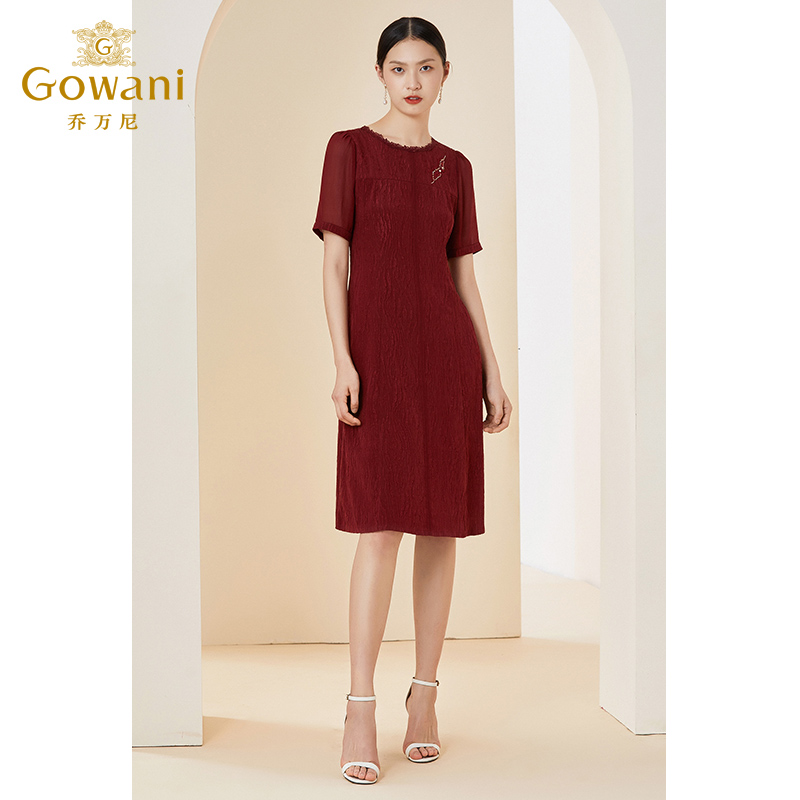 夏季真丝桑蚕丝连衣裙高贵钉珠