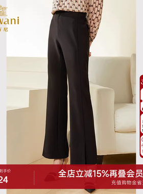 乔万尼春新品简约百搭时尚大气黑色喇叭裤百搭流行高级感EF3F897