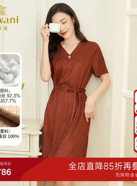 乔万尼真丝连衣裙高级感女夏季年新款重磅提花桑蚕丝收腰EF2E332