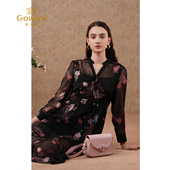 花朵系带重工蕾丝时尚 乔万尼商场新款 秋装 镂空显瘦收腰气质连衣裙