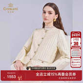 乔万尼小香风短外套女上衣重工设计感金属扣米色气质棉服ET4T943