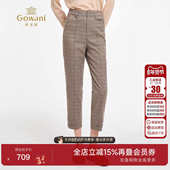 纹西装 裤 女高腰修身 乔万尼2025秋冬英伦风格 显瘦长裤 子ED3F255