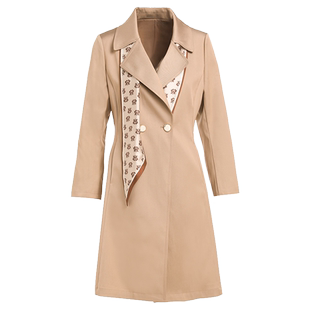 乔万尼风衣女春装新款优雅高级小个子收腰外套商场同款【送丝巾】