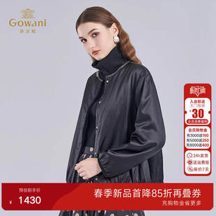 乔万尼2025冬中性风立领女短款黑色拉链夹克外套时尚棉服ED4K726